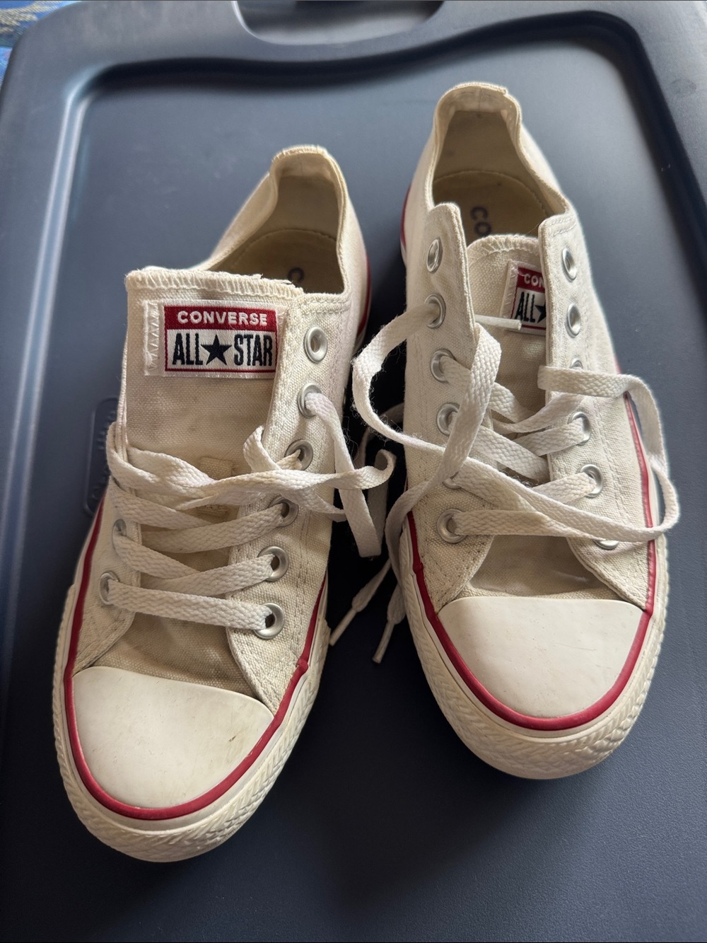 Converse All StarWhite Low Top Sneakers with Red Trim